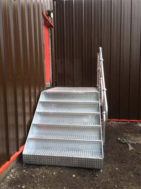 metal steps with platform